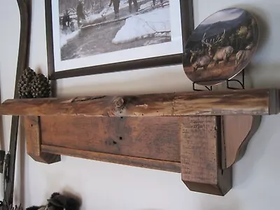 Rare Rustic Hand Hewn  Barn Wood  42  Wall Shelf - Reclaimed Barn Wooden Beam • $299.99