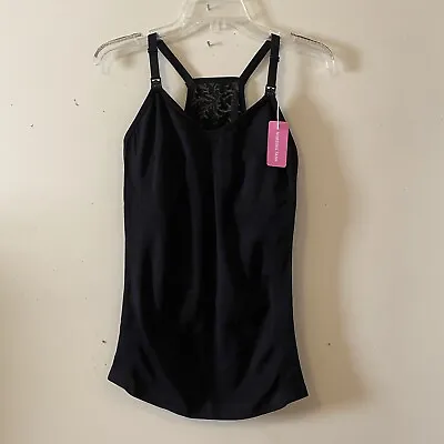 $16 • Buy NWT Maternity Black Lace Back Trim Nursing Camisole Top Shirt Size Medium