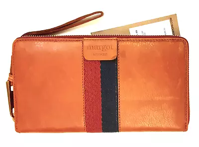 MARGOT New York Gabby Cognac Genuine Leather Zip Around Wallet Wristlet. NWT • $32.99
