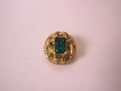 1/2  Emerald Green Rhinestone Quality Vintage Tie Tack Lapel Pin R96 • $24.49