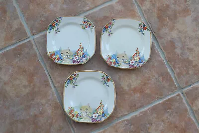 Vintage 1930s Hampton Ivory Old England Gardens Tea Plates X3 • £15