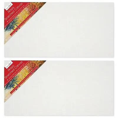 2x ARTISTS STRETCHED CANVASES Primed Acrylic Oil Painting Craft Wall Mount Board • £9.90