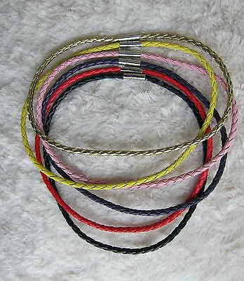 Men's  Ladies Braided Man-made Leather Cord Necklace - Multicoloured 4 & 3 Mm. • £3.80
