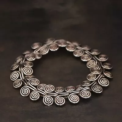 VTG Sterling Silver - MODERNIST Spiral Scroll Link Chain 6  Bracelet - 18.5g • $6.50