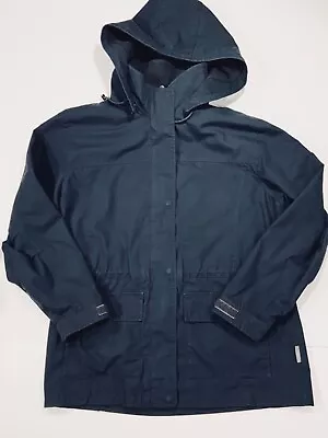 VTG Pacific Trail Jacket Womens Large Navy Blue Windbreaker Hiking Lined Hooded • $34