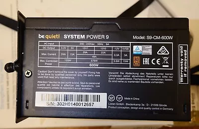£50 • Buy 600W Be Quiet! System Power 9, S9  Semi Modular 80 PLUS Bronze Power Supply