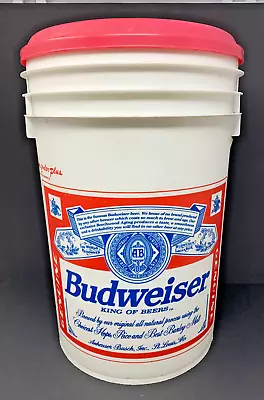 Vtg Budweiser Plastic Bucket Super Cooler Plus 6 Gal Foam Liner Seat Stool 1994 • $69.99