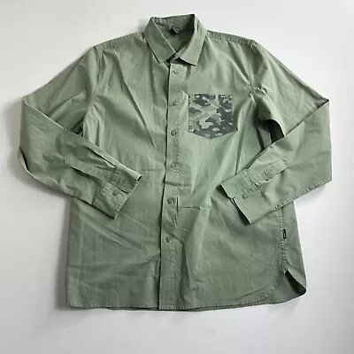 Men's Oakley Camo Pocket Long Sleeve Dress Shirt Olive Green Size Medium • $15.99