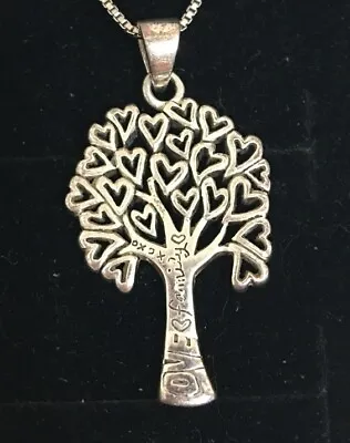 Love ￼Family Tree￼ ￼Engraved ￼925 Solid Sterling Silver Necklace Love Xoxo Heart • $68.33