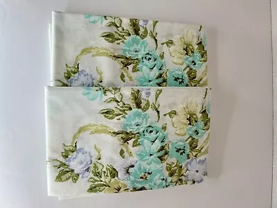 Two Standard Vintage Pillow Cases With Turquoise And Lavendar Flowers • $17.99