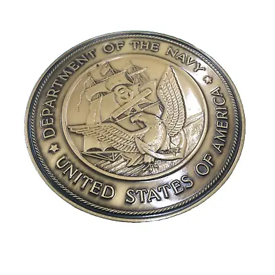 2 1/2  Military Service Medallion  Navy Flag Case Dash Plaque Bronze Finish 2.5 • $8.09