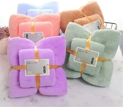 £14.99 • Buy Gift Towel Set Luxury Super Coral Fleece Absorbent Soft New Feel 2pcs Large Med