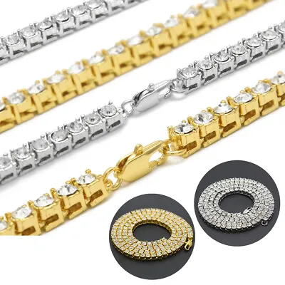 20-30inch Gold Plated 1 Row CZ Gems Rope Chain Necklace For Mens Hip Hop Jewelry • $11.99