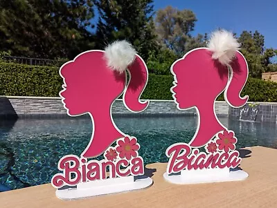 Personalized  Pink Doll Girl Head Sign  Custom Girl Prop Centerpiece • $50