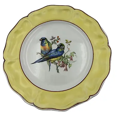 Mottahedeh Design Bird Plate 8.25  Yellow Scalloped Rim S. 5685 Italy #1 • $28.80