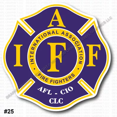 IAFF Firefighter HELMET Decal 2  Sticker Purple Yellow White Laminated 0412 • $3.49