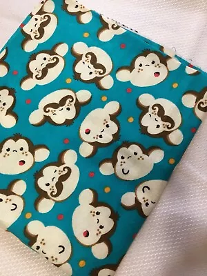 Moustache Monkey Flannel Fabric-NEW-1 Yard • $12.99