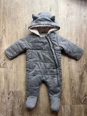 Unisex Baby Boy/girl 3-6 Months Snowsuit/pramsuit Raccoon Design • £5