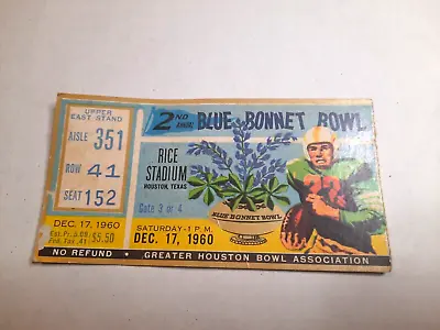 1960 Alabama Vs Texas 2nd Blue Bonnet Bowl College Football Game Ticket Stub • $38.33