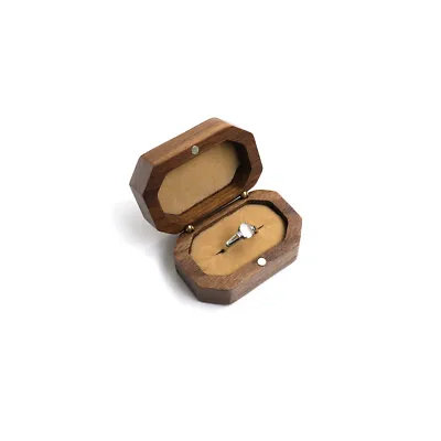 Vintage Walnut Wood Ring Box Earrings Jewelry DIY Display Storage Holder Wedding • $7.36