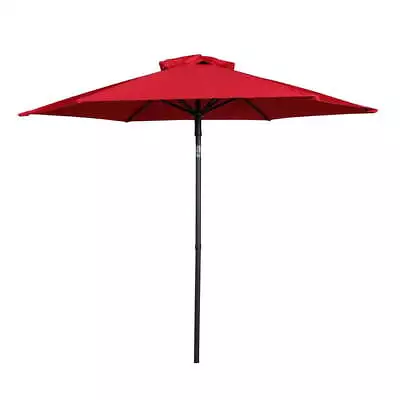 7.5 Ft Push-Up Round Market Umbrella6 Ribs Red • $37.40