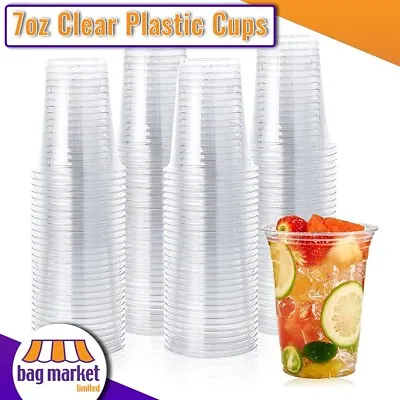 7oz Clear Plastic Cups - Disposable/Reusable | Vending Drinking Water 180ml • £39.99