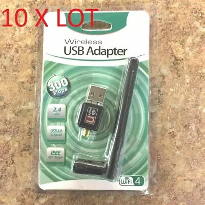 10X W/Antenna 300n 300Mbps Mini Wireless USB Wifi Adapter Network 802.11n/g/b • $42.88