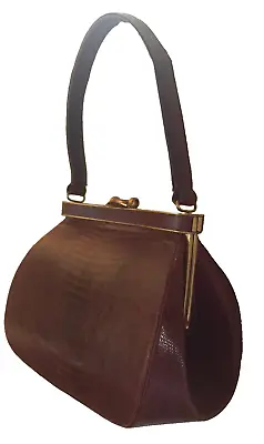 Vintage Rivet Retro Handbag Purse Leather Brown Small Hand Bag • $19.99