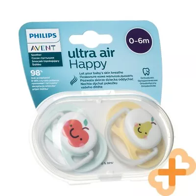PHILIPS AVENT ULTRA AIR Silicone Pacifier Fruits 0-6 Months Decorated 2 Pcs • $22.79