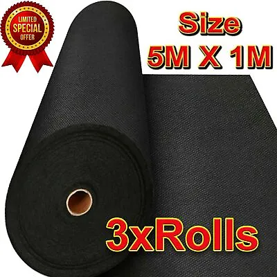 🔥3 ROLLS OF Weed Control Fabric Ground Cover Membrane Garden Landscape 5M X 1M • £9.95