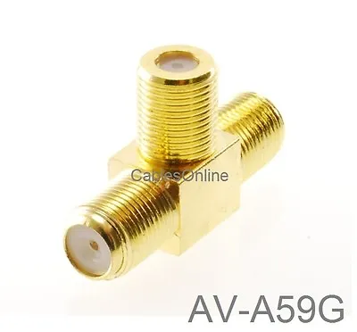 F-Type Connector 3-Way Female To 2-Female Gold-Plated T-Splitter AV-A59G • $4.35