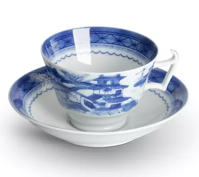 Blue Canton Tea Cup & Saucer H1796 • $59.99