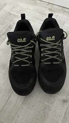 Jack Wolfskin Mens Force Striker Texapore Low Shoes Uk 9.5 Eu 44 Black & Lime • £45