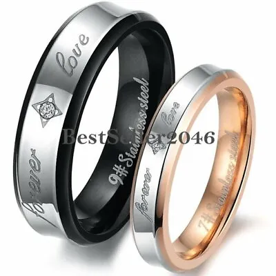  Forever Love  Engagement Promise Ring Men Women Stainless Steel Wedding Band • $7.99