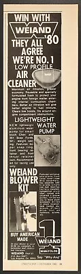 Weiand Street Rod Air Cleaner Water Pump Blower Vintage Print Ad 1980 • $9.95