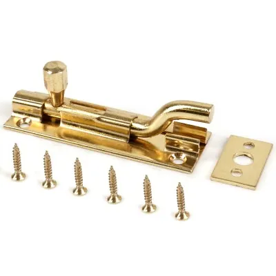 3  BRASS NECKED SLIDE BOLT OFFSET 75mm Small Toilet Cupboard Lock Recessed Slam • £5.69