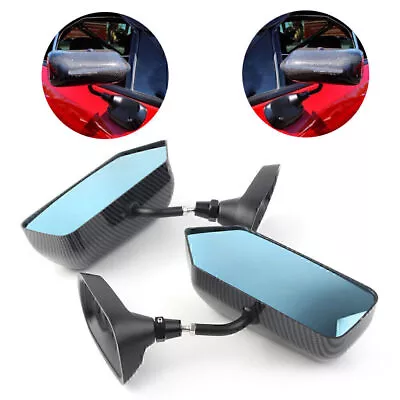 2PCS F1 Style Carbon Fiber Universal Car Side Blue Rearview Mirror Metal Bracket • $58.69