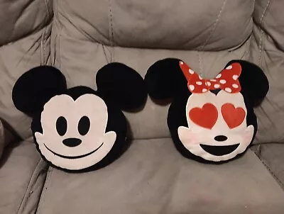 Disney Emoji Micky & Minnie Mouse Head Stuffed Plush Pillow Toy 12  X 10   • $12.99
