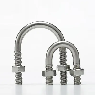 M6 M8 A2 Stainless Steel U Bolts+Two Nuts Exhaust Clamps Tube Pipe Clamp U-shape • £1.79