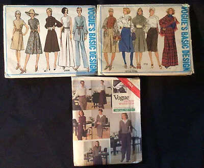 Lot Of Three 80’s- 90’s Vogue’s Basic Designs Patterns Size 10/12/ 26 Cut/ Uncut • $17.90