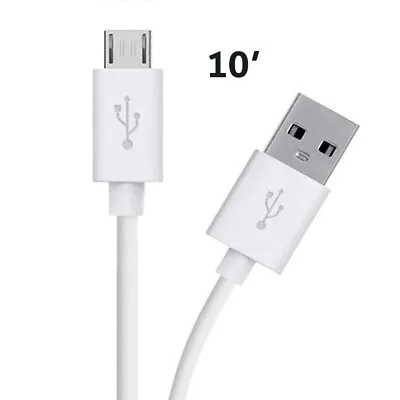 *1X 10FT Long Android Charger Cable Fast ChargeUSB To Micro USB Cable White • $5.25