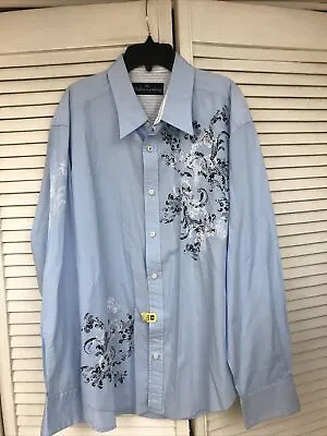 Malibu Cowboy Men's Button Down Long Sleeve Shirt Blue Western Size XL • $12.99