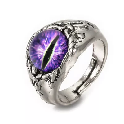 Adjustable Ring Wide Band Rings Chunky Rings Dragon Eye Blue Violet 19.5mm Z742 • $8.99