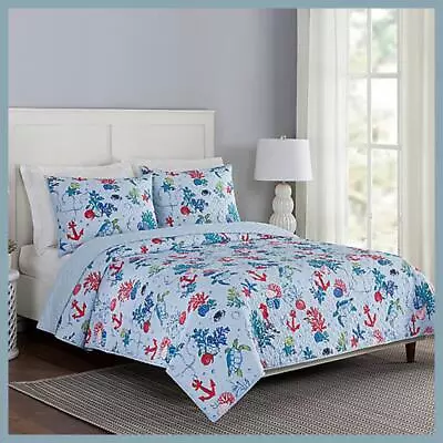 Vera Bradley Anchors Away SEA LIFE  3pc Quilt Set - Full/Queen - New In Package • $69.78