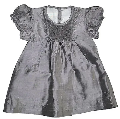 Marie Chantal Charcoal Mauve 100% Silk Smocked Dress Various Sizes NWT • $18.65