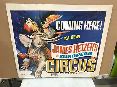 $9.77 • Buy Vintage James Hetzer Circus  Poster 15 X17  European Circus Female And Elephant