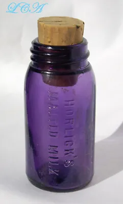 NICE Little HORLICK'S MALTED MILK Miniature Bottle DEEP PURPLE Antique MINI Jar • $39.99