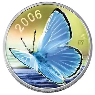 2006 Canada 50 Cent Silvery Blue Butterfly Sterling Silver Coin • $43.86
