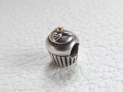 Pandora Sterling Silver 14ct Gold Tipped Cup Cake Charm Bead • £25