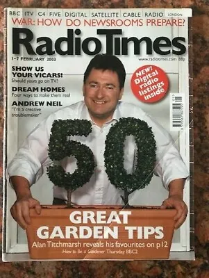 Radio Times Magazine 1/2/2003 Alan Titchmarsh Cover KATE O'MARA Andrew Neil  • £9.99